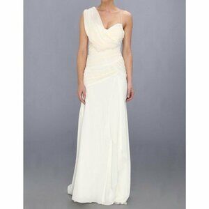 Nicole Miller Ivory Silk Ruched Draped Panel Wedding Dress Size 2 NWT